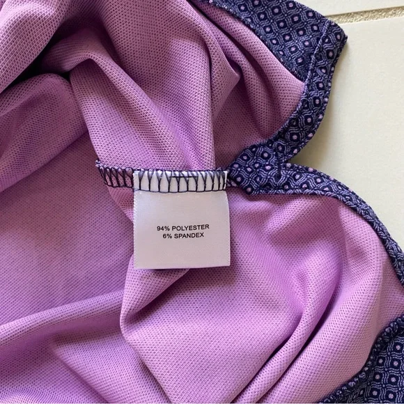 Peter Millar Summer Comfort Polo Golf Shirt Size XXL Purple White Pattern - Picture 5 of 6